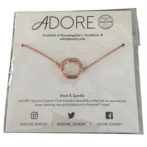 Adore Rose Gold-Plated Swarovski Crystal Organic Circle Bracelet Adjustable - Picture 1 of 5